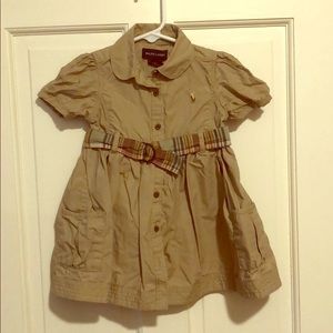 Khaki Belted Ralph Lauren Baby dress with pockets